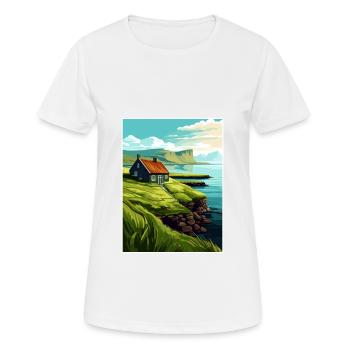 Île Féroé Danemark Les îles Affiche de voyage - T-shirt respirant Femme - blanc - Devant - AI Model Female 172 dark (172cm)