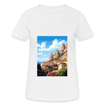 Montserrat Spain Vintage Travel Poster Souvenir - Women's Breathable T-Shirt - white - Front - AI Model Female 172 dark (172cm)