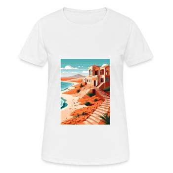 Fuerteventura Spain Vintage Travel Poster Souvenir - Women's Breathable T-Shirt - white - Front - AI Model Female 172 dark (172cm)