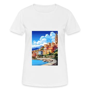 Menton France Vintage voyage affiche WPA Souvenir - T-shirt respirant Femme - blanc - Devant - AI Model Female 172 dark (172cm)