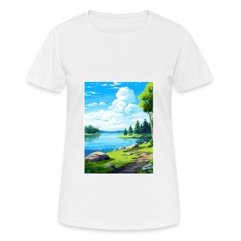 Lake Sainte Croix Deko Vintage Reiseposter WPA - Frauen T-Shirt atmungsaktiv - Weiß - Vorne - AI Model Female 172 dark (172cm)