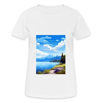 Lac du Bourget Déco Vintage Voyage Poster Souvenir - T-shirt respirant Femme - blanc - Devant - AI Model Female 172 dark (172cm)