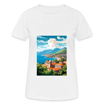Budva Monténégro Vintage voyage affiche Souvenir - T-shirt respirant Femme - blanc - Devant - AI Model Female 172 dark (172cm)