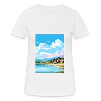 Lac Banyoles Espagne Ibiza Déco Affiche de voyage - T-shirt respirant Femme - blanc - Devant - AI Model Female 172 dark (172cm)