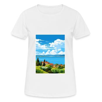 Lac de Bolsena Italie Vintage voyage affiche Souvenir - T-shirt respirant Femme - blanc - Devant - AI Model Female 172 dark (172cm)