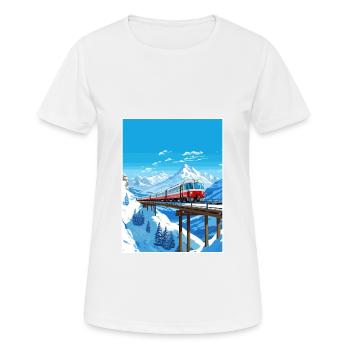 Glacier Express Switzerland Vintage Travel Poster - Women's Breathable T-Shirt - white - Front - AI Model Female 172 dark (172cm)
