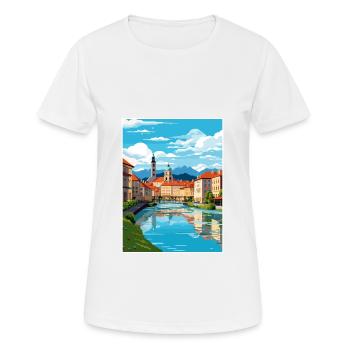 Ljubljana Slovenia Vintage Travel Poster Souvenir - Women's Breathable T-Shirt - white - Front - AI Model Female 172 dark (172cm)