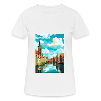 Gdansk Pologne Côte Baltique Pologne Affiche de voyage - T-shirt respirant Femme - blanc - Devant - AI Model Female 172 dark (172cm)
