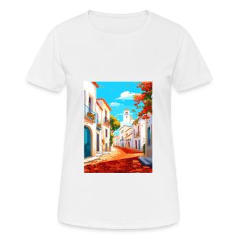 Evora Portugal Vintage Travel Poster WPA Souvenir - Women's Breathable T-Shirt - white - Front - AI Model Female 172 dark (172cm)
