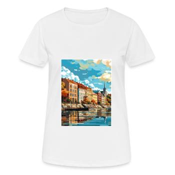 Kuopio Finlande Vintage voyage affiche WPA Souvenir - T-shirt respirant Femme - blanc - Devant - AI Model Female 172 dark (172cm)
