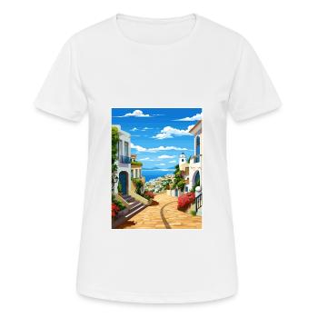 Albufeira Portugal Cascais Vintage Travel Poster - Women's Breathable T-Shirt - white - Front - AI Model Female 172 dark (172cm)