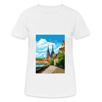Magdebourg décoration Allemagne Vintage Travel Poster - T-shirt respirant Femme - blanc - Devant - AI Model Female 172 dark (172cm)