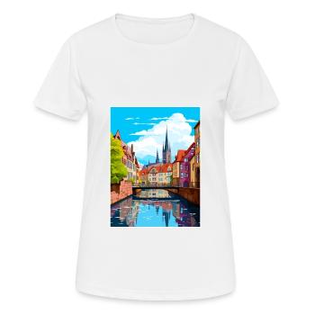 Munster Décoration Allemagne Affiche de voyage Vintage - T-shirt respirant Femme - blanc - Devant - AI Model Female 172 dark (172cm)