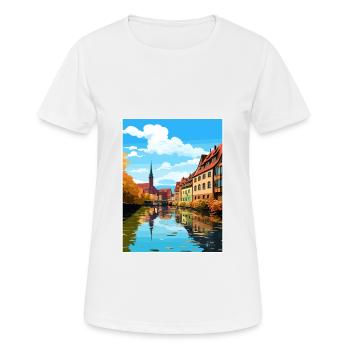 Nuremberg décoration Allemagne Vintage affiche de voyage - T-shirt respirant Femme - blanc - Devant - AI Model Female 172 dark (172cm)