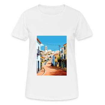 Albufeira Portugal Cascais Vintage Travel Poster - Women's Breathable T-Shirt - white - Front - AI Model Female 172 dark (172cm)
