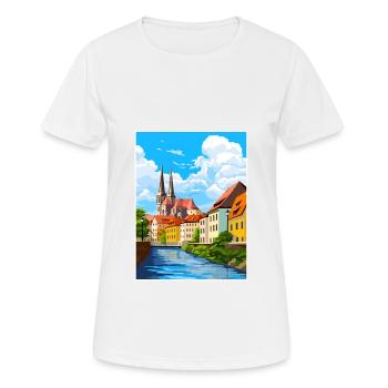 Ratisbonne Allemagne Vintage voyage affiche Souvenir - T-shirt respirant Femme - blanc - Devant - AI Model Female 172 dark (172cm)