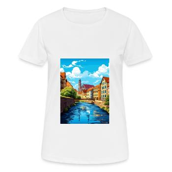 Stuttgart Allemagne Vintage Travel Poster Souvenir - T-shirt respirant Femme - blanc - Devant - AI Model Female 172 dark (172cm)