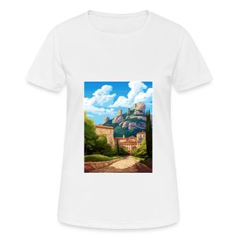Montserrat Spain Vintage Travel Poster Souvenir - Women's Breathable T-Shirt - white - Front - AI Model Female 172 dark (172cm)
