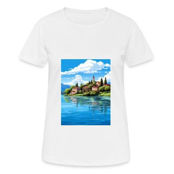 Lake Varese Italy Vintage Travel Poster Souvenir - Women's Breathable T-Shirt - white - Front - AI Model Female 172 dark (172cm)