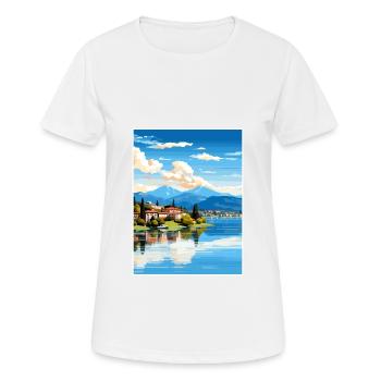 Lake Varese Italy Vintage Travel Poster Souvenir - Women's Breathable T-Shirt - white - Front - AI Model Female 172 dark (172cm)