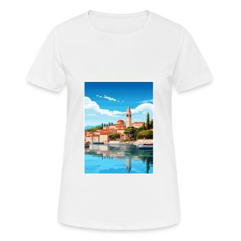 Budva Monténégro vintage Affiche de voyage Souvenir - T-shirt respirant Femme - blanc - Devant - AI Model Female 172 dark (172cm)