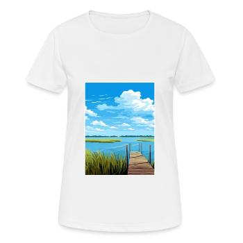 Lac Albufera Espagne Ibiza Déco Affiche de voyage - T-shirt respirant Femme - blanc - Devant - AI Model Female 172 dark (172cm)