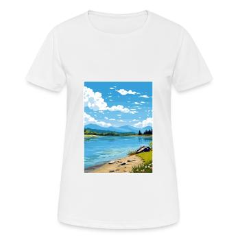 Lac Banyoles Espagne Ibiza Déco Affiche De Voyage - T-shirt respirant Femme - blanc - Devant - AI Model Female 172 dark (172cm)