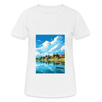 Lac Paladru Déco Affiche De Voyage Vintage Souvenir - T-shirt respirant Femme - blanc - Devant - AI Model Female 172 dark (172cm)