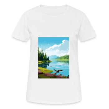 Lake Sainte Croix Deco Vintage Reiseplakat WPA - Frauen T-Shirt atmungsaktiv - Weiß - Vorne - AI Model Female 172 dark (172cm)
