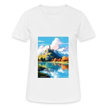 Château de Bled Slovénie Affiche de voyage vintage WPA Art - T-shirt respirant Femme - blanc - Devant - AI Model Female 172 dark (172cm)