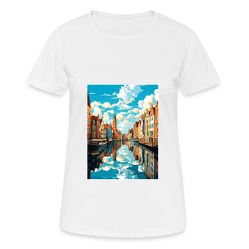 Reiseplakat Danzig, polnische Ostseeküste, Polen - Frauen T-Shirt atmungsaktiv - Weiß - Vorne - AI Model Female 172 dark (172cm)