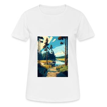 Bory Tucholskie Poland Vintage Travel Poster WPA - Women's Breathable T-Shirt - white - Front - AI Model Female 172 dark (172cm)