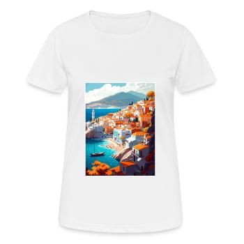 Hydra Greece Decoration Vintage Travel Poster WPA - Women's Breathable T-Shirt - white - Front - AI Model Female 172 dark (172cm)