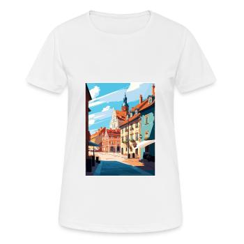 Olsztyn Poland Vintage Travel Poster WPA Souvenir - Women's Breathable T-Shirt - white - Front - AI Model Female 172 dark (172cm)