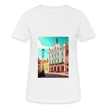 Zamosc Pologne Vintage voyage affiche WPA Souvenir - T-shirt respirant Femme - blanc - Devant - AI Model Female 172 dark (172cm)