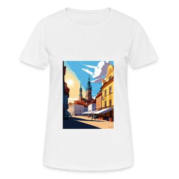 Plzen République tchèque Vintage voyage affiche WPA Art - T-shirt respirant Femme - blanc - Devant - AI Model Female 172 dark (172cm)