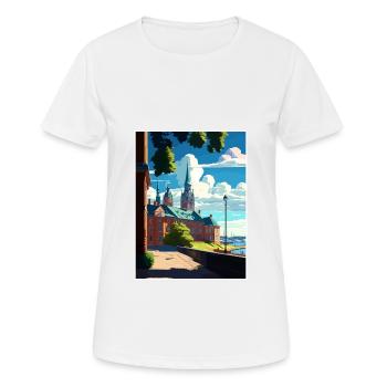 Vasteras Suède Vintage voyage affiche WPA Souvenir - T-shirt respirant Femme - blanc - Devant - AI Model Female 172 dark (172cm)