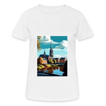Uppsala Suède Vintage voyage affiche WPA Souvenir - T-shirt respirant Femme - blanc - Devant - AI Model Female 172 dark (172cm)