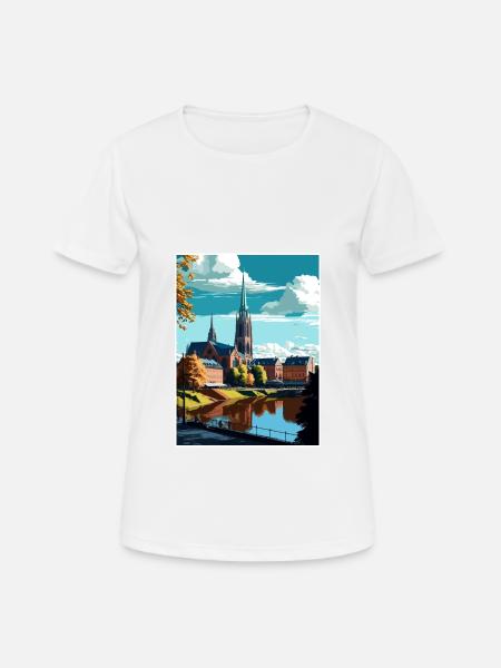 Uppsala, Suecia, Vintage Travel Poster WPA Souvenir - Andningsaktiv T-shirt dam - vit