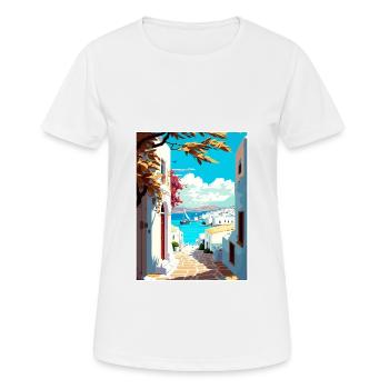 Paros Greece Decoration Vintage Travel Poster WPA - Women's Breathable T-Shirt - white - Front - AI Model Female 172 dark (172cm)