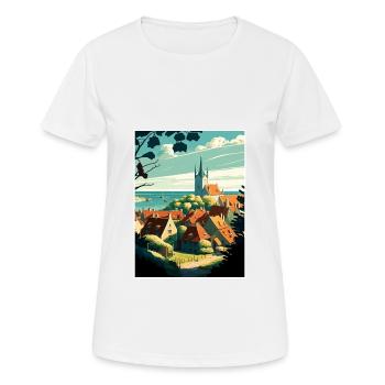 Visby Sweden Vintage Travel Poster WPA Souvenir - Women's Breathable T-Shirt - white - Front - AI Model Female 172 dark (172cm)