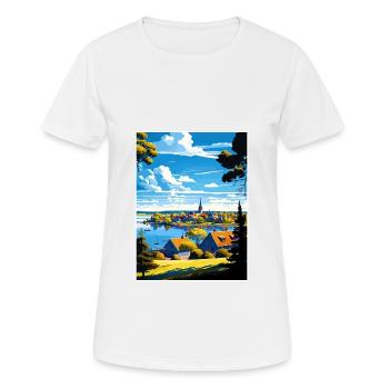 Sigtuna Suède Vintage voyage affiche WPA Souvenir - T-shirt respirant Femme - blanc - Devant - AI Model Female 172 dark (172cm)