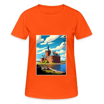Kalmar Suède Vintage voyage affiche WPA Souvenir - T-shirt respirant Femme - orange néon - Devant - AI Model Female 172 dark (172cm)