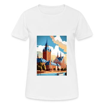 Halmstad Sweden Vintage Travel Poster WPA Souvenir - Women's Breathable T-Shirt - white - Front - AI Model Female 172 dark (172cm)