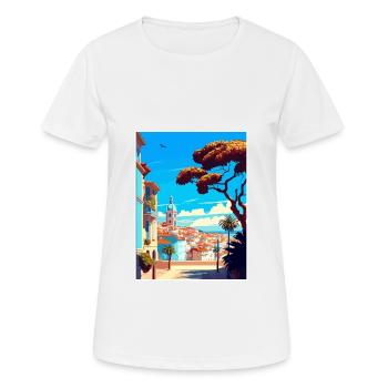 Cascais Portugal Affiche de voyage vintage souvenir - T-shirt respirant Femme - blanc - Devant - AI Model Female 172 dark (172cm)