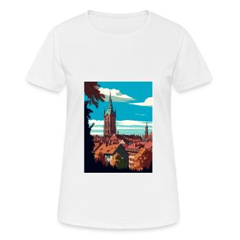 Freiburg Im Breisgau Germany Vintage Travel Poster - Women's Breathable T-Shirt - white - Front - AI Model Female 172 dark (172cm)