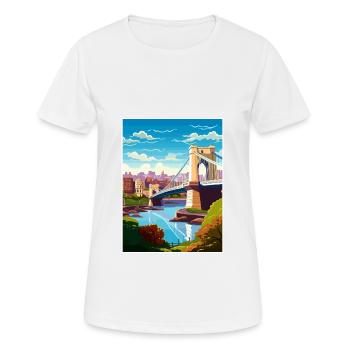 Bristol England Bridge Vintage Travel Poster WPA - Women's Breathable T-Shirt - white - Front - AI Model Female 172 dark (172cm)