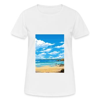 Porthgwidden Beach Cornwall Affiche de voyage Vintage - T-shirt respirant Femme - blanc - Devant - AI Model Female 172 dark (172cm)
