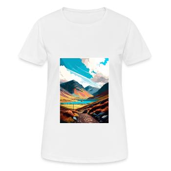 Wasdale Mountain Dekoration Vintage Reiseposter - Frauen T-Shirt atmungsaktiv - Weiß - Vorne - AI Model Female 172 dark (172cm)