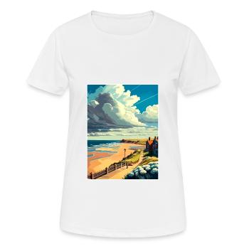Saltburn au bord de la mer Angleterre Vintage voyage affiche - T-shirt respirant Femme - blanc - Devant - AI Model Female 172 dark (172cm)